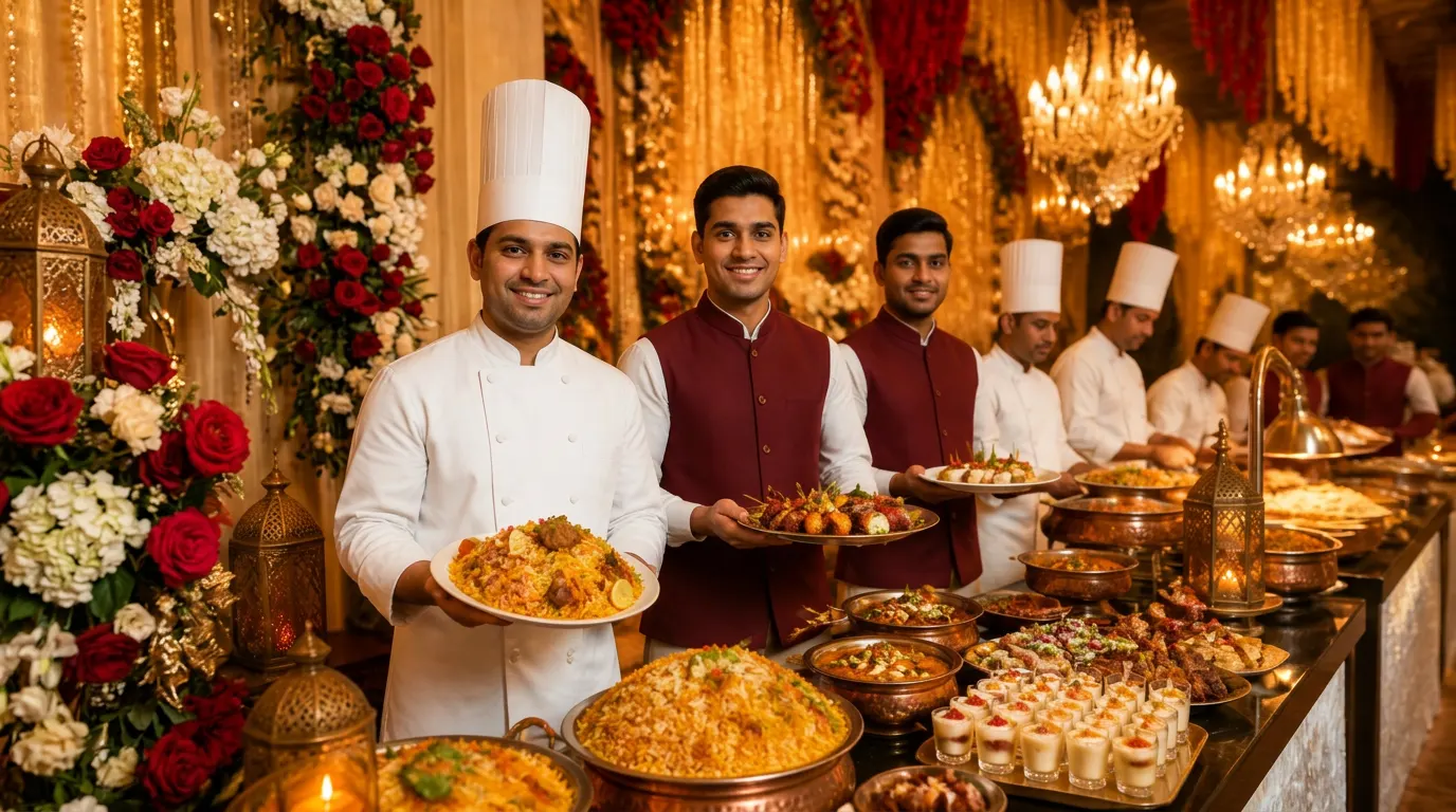 BookMyPlatter catering with chef-plated buffet setup